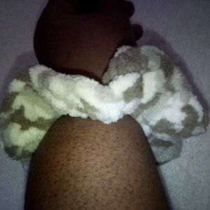 Soft Fluffy Camouflage (Tan, White, Coffe And Gray Scrunchie